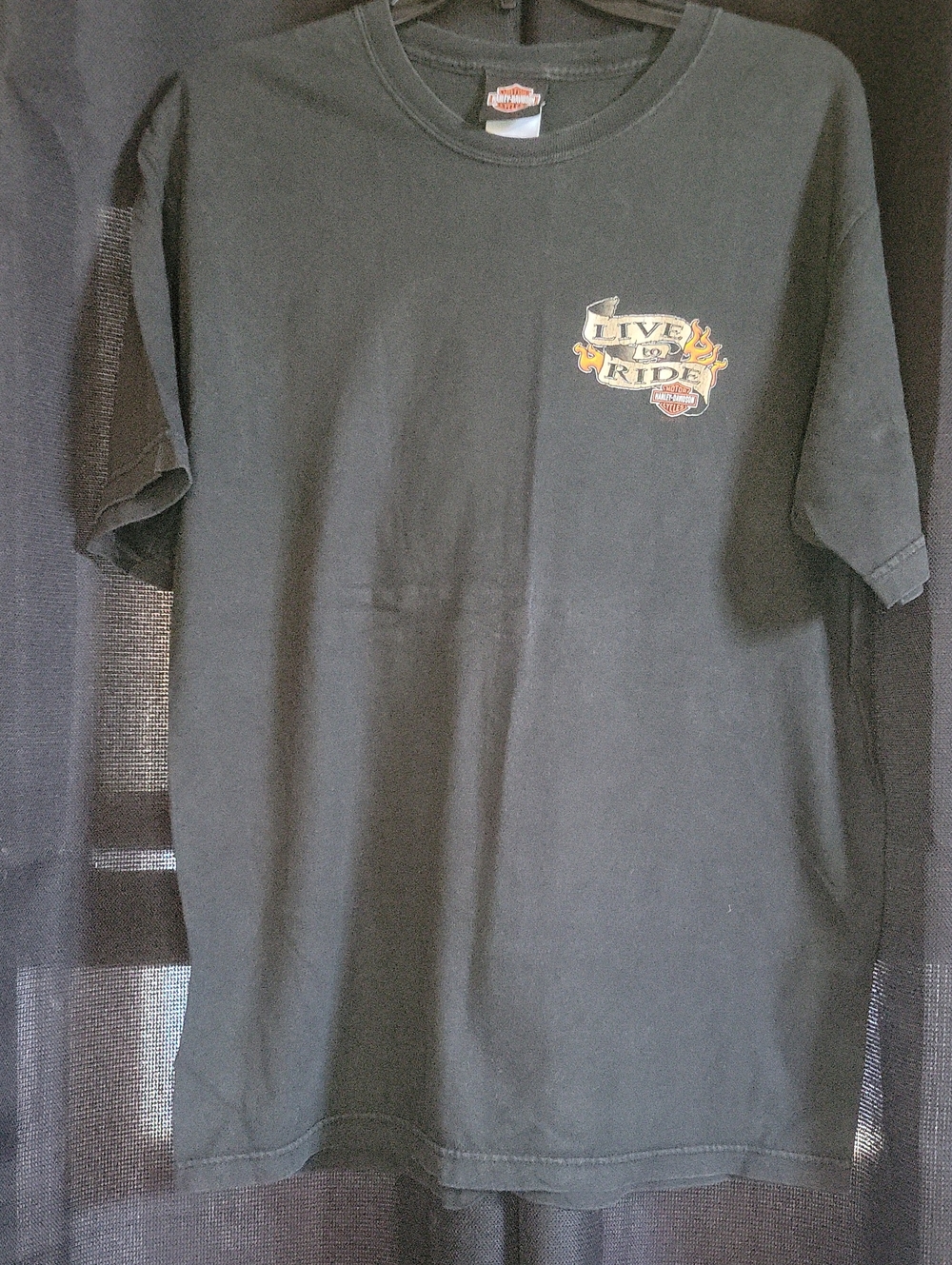Harley-Davidson Black Tee with Yellow & Orange Flame Chest Logo
